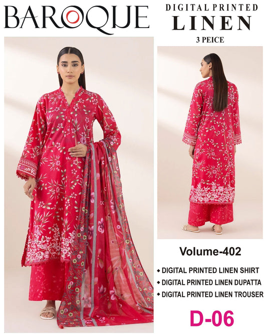 BAROQUE LINEN Digital Printed 3PC