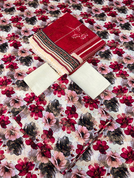 Sharjeena Premium Fancy Lawn 3PC