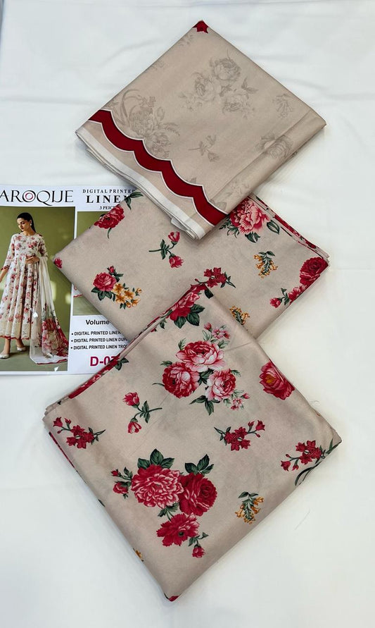 BAROQUE LINEN Digital Printed 3PC