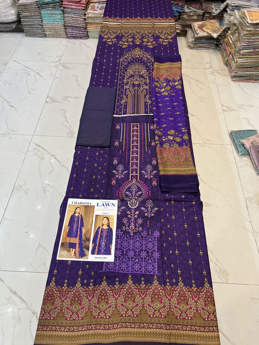 Different Brands Emb Lawn 3Pc Suit