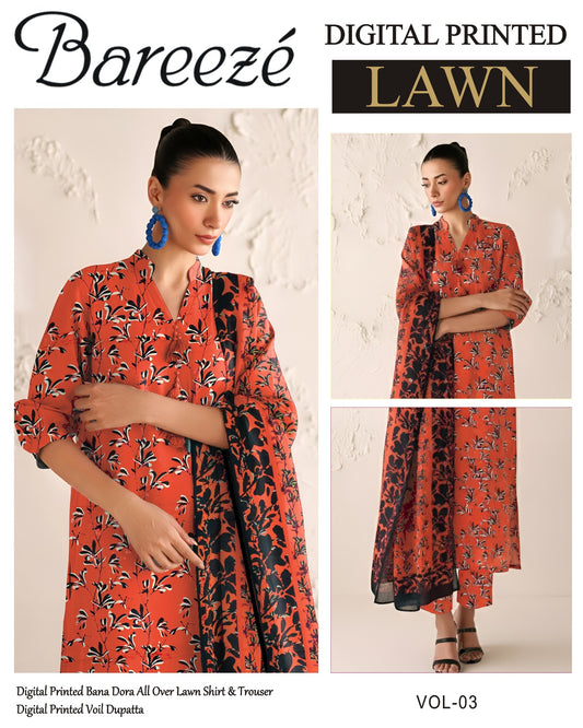 Bareeze Classy Lawn 3PC – Summer Collection
