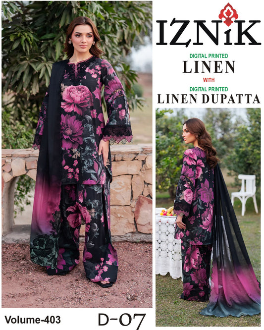 IZNIK LINEN Digital Printed 3PC