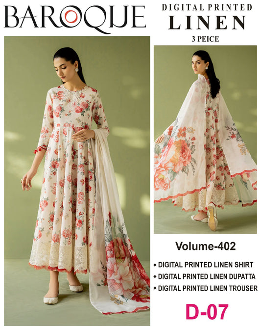 BAROQUE LINEN Digital Printed 3PC