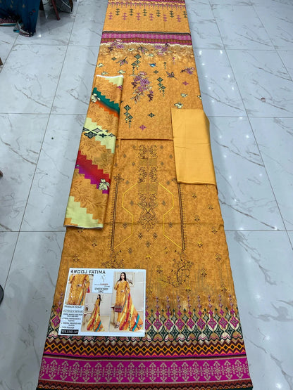 Arooj Fatima Lawn EMB 3PC – Luxury Summer Wear