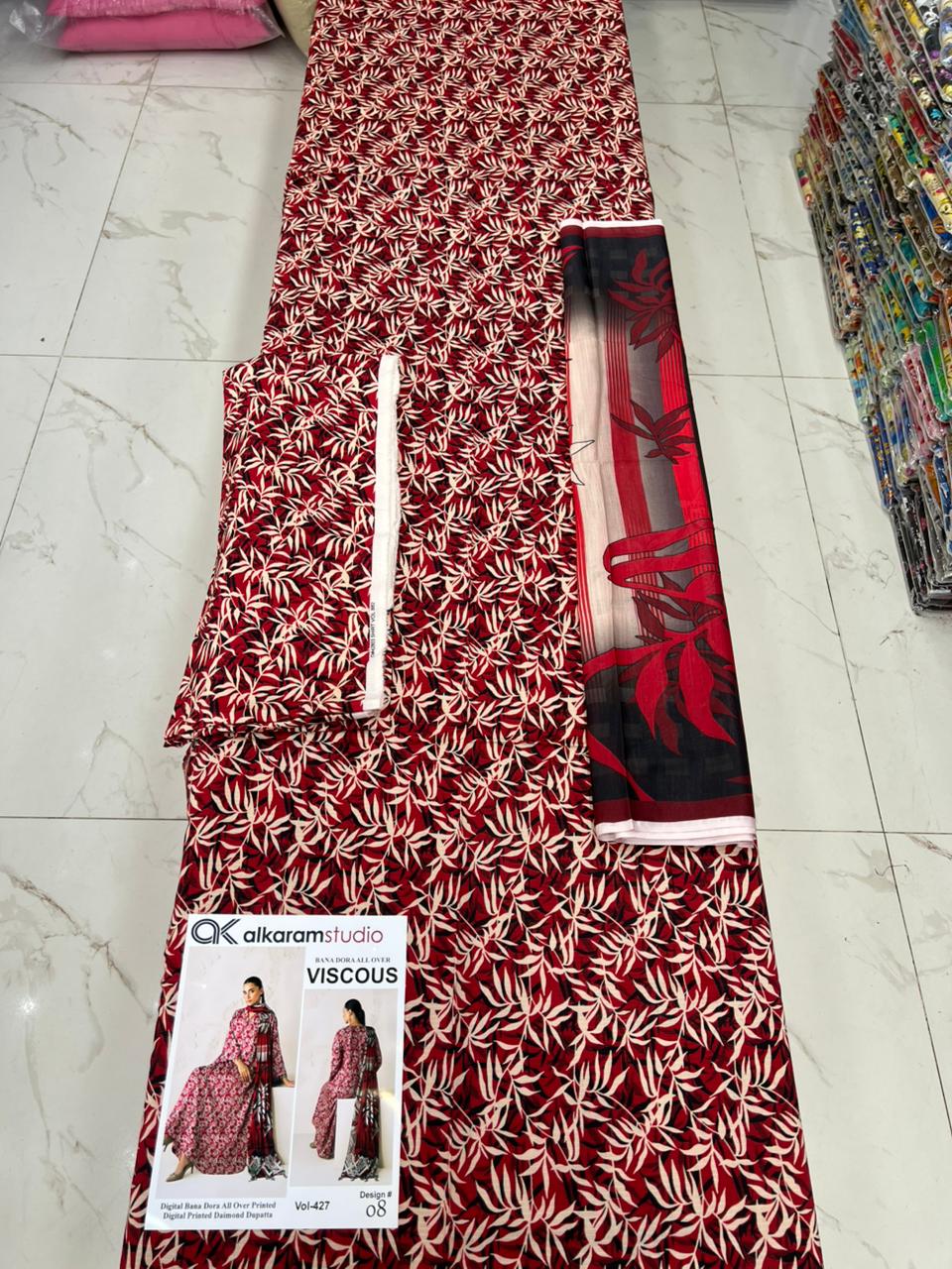 Alkaram Bana Dora Allover Viscose 3PC