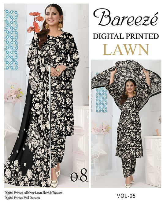 Bareeze Summer Lawn 3PC Suit with Voil Dupatta