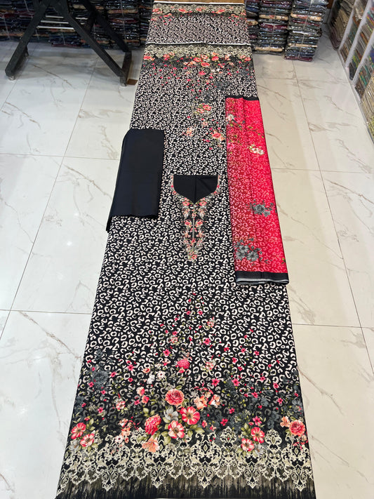 Classic Plain Linen 3PC with Same Fabric Dupatta