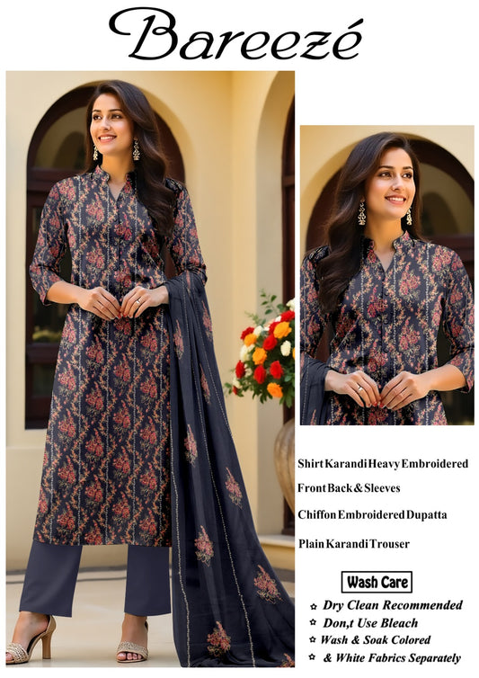 Bareeze karandi Embroidered 3PC