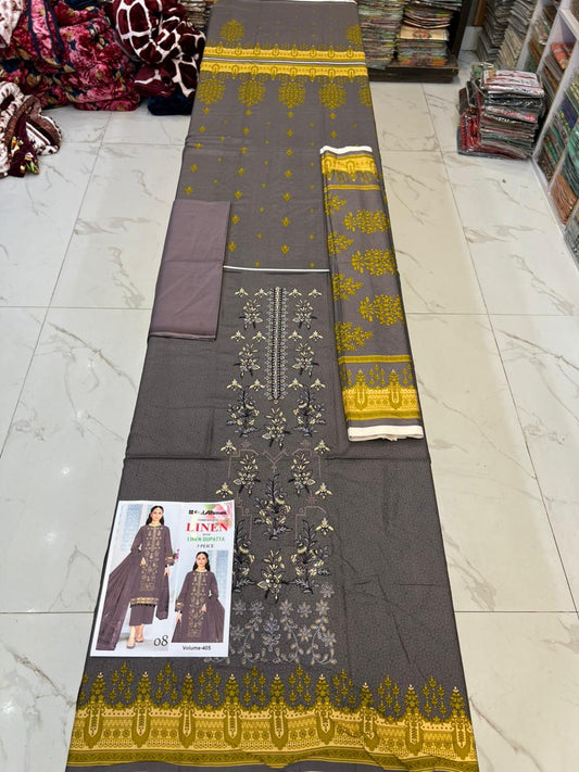 EMBROIDERED LINEN 3PC Multi Brands