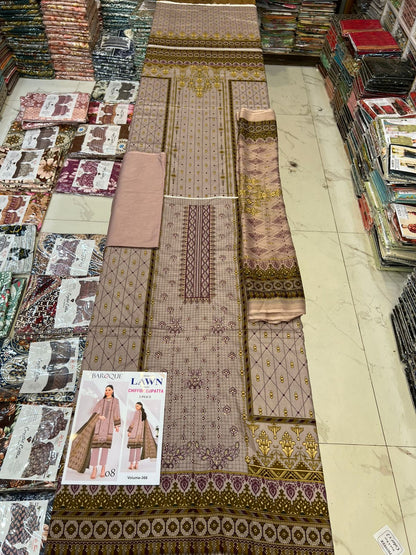 Different Brands Emb Lawn 3Pc Suit