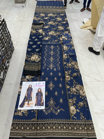 Different Brands Emb Lawn 3Pc Suit