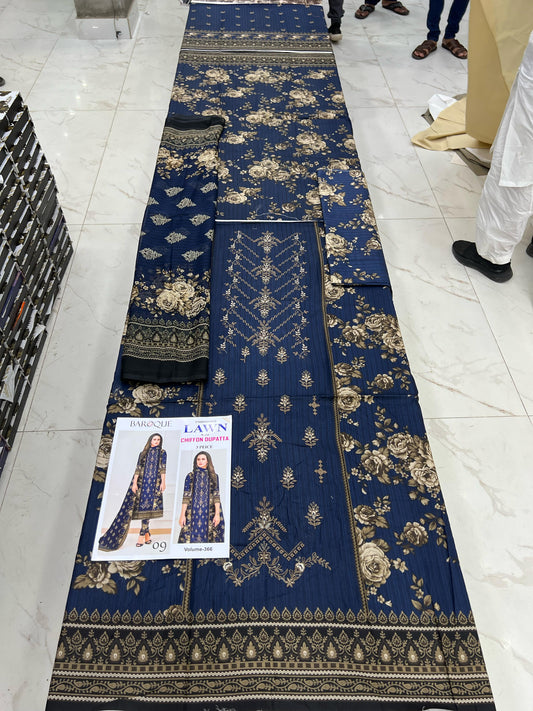 Different Brands Emb Lawn 3Pc Suit