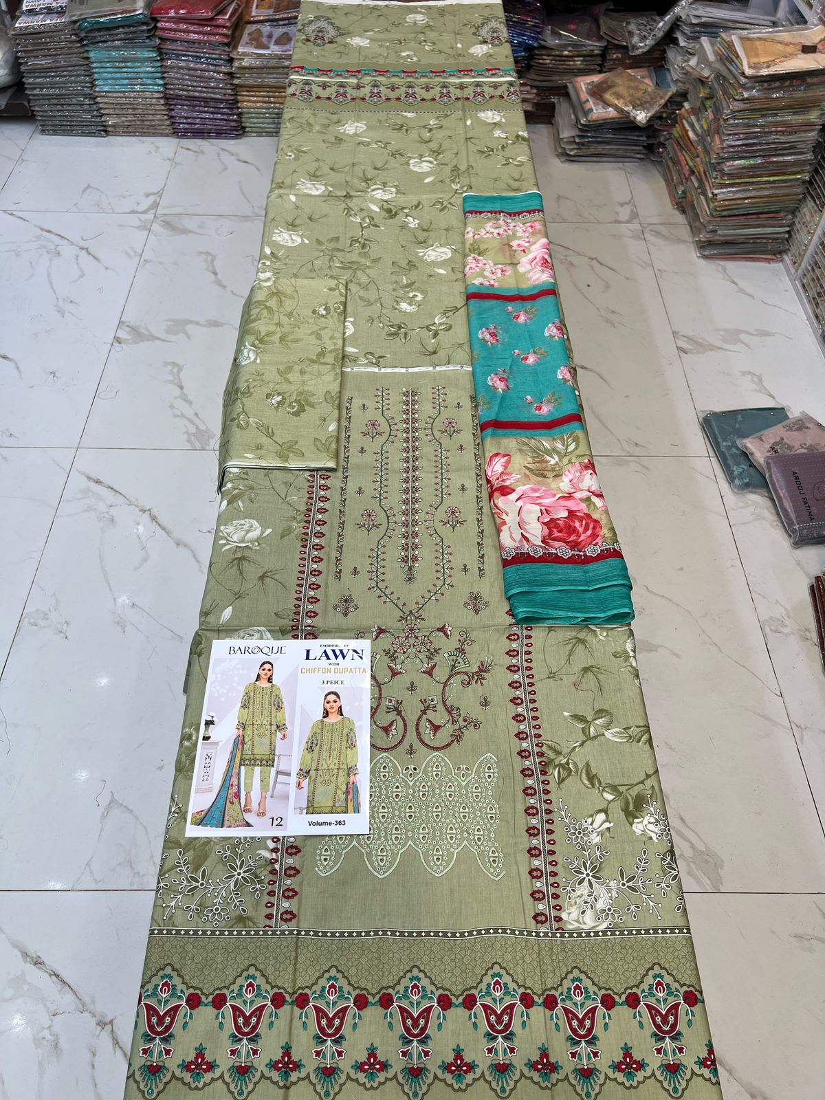 Summer Luxury Lawn – EMB Suit with Chiffon Dupatta