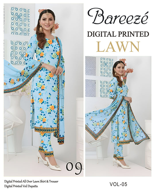 Bareeze Summer Lawn 3PC Suit with Voil Dupatta