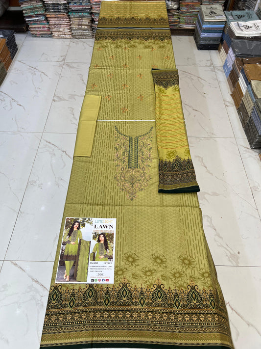 Lawn Embroidered Suit With Chiffon Dupatta