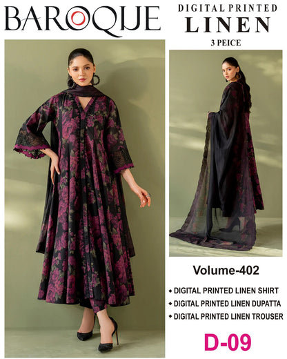 BAROQUE LINEN Digital Printed 3PC