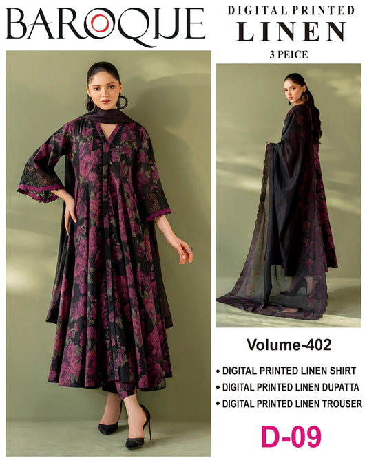 BAROQUE LINEN Digital Printed 3PC