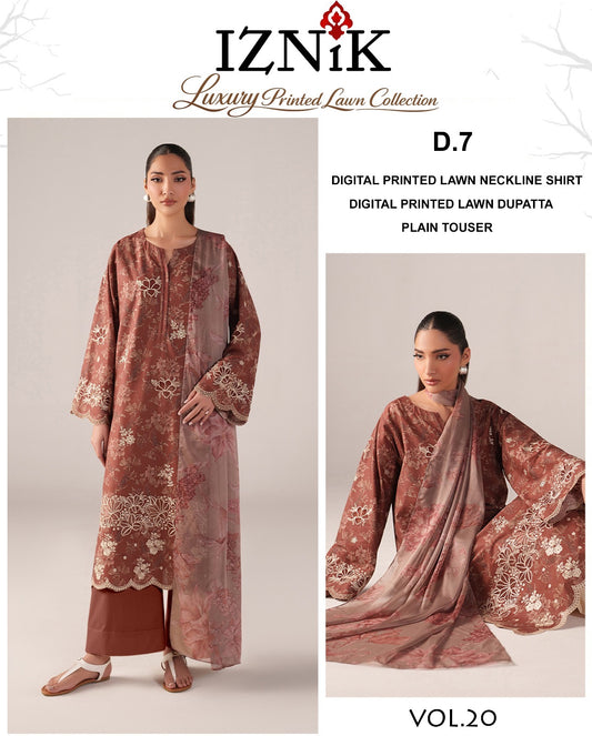 Iznik Lawn 3 Piece With Lawn dupatta