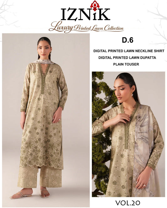 Iznik Lawn 3 Piece With Lawn dupatta