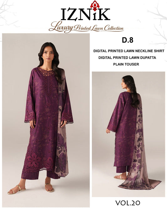 Iznik Lawn 3 Piece With Lawn dupatta