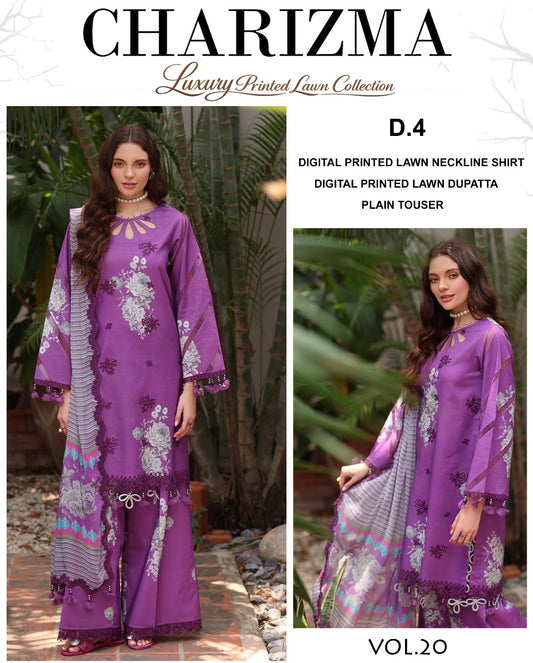 Charizma Lawn 3 Piece With Lawn dupatta