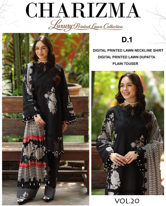 Charizma Lawn 3 Piece With Lawn dupatta