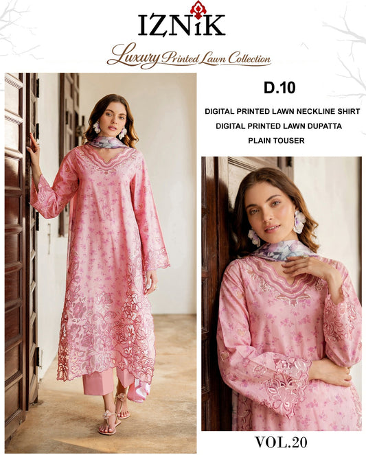 Iznik Lawn 3 Piece With Lawn dupatta