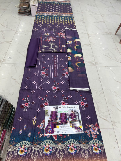 AROOJ FATIMA EMB Lawn 3PC